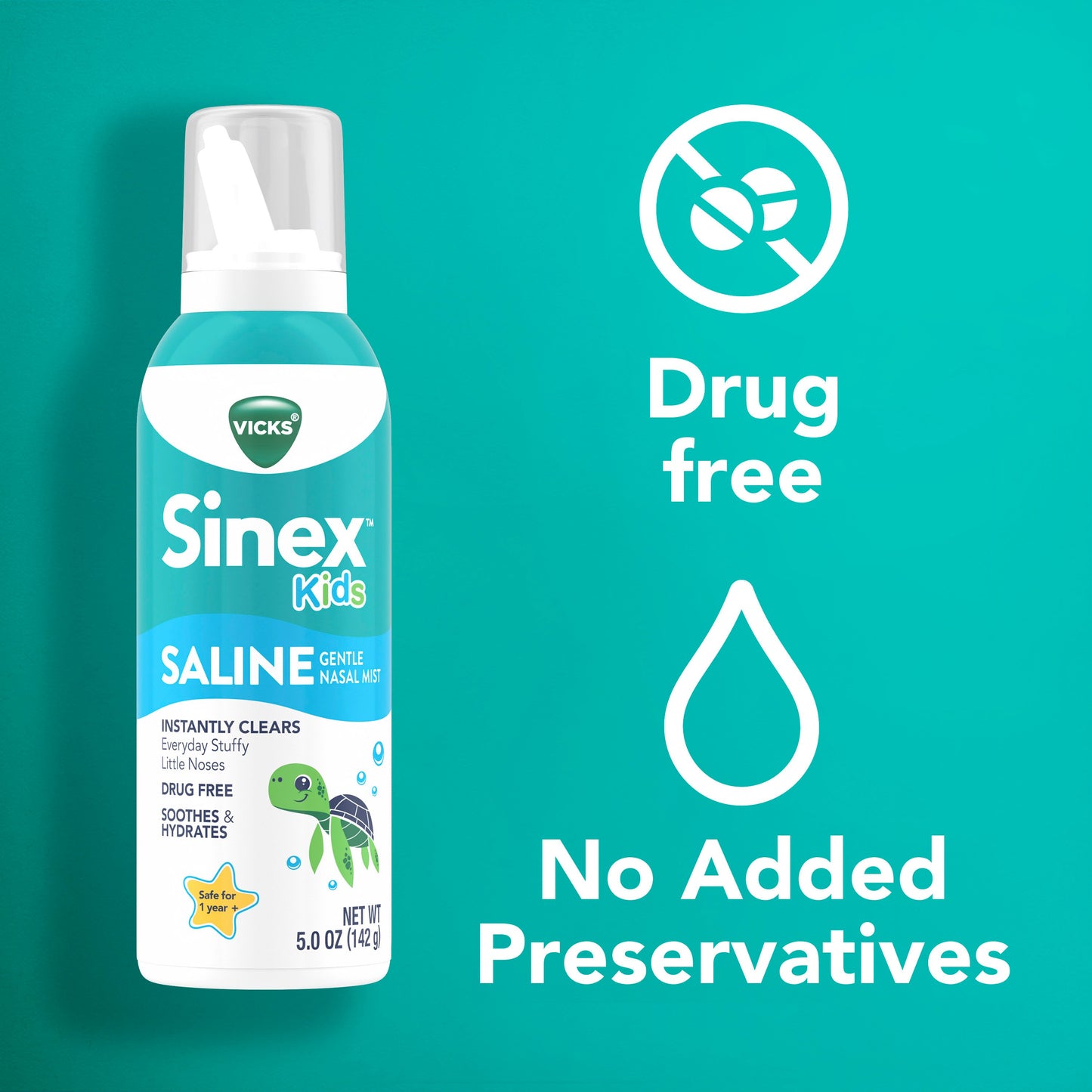 Vicks Sinex, Children's Saline Nasal Spray, Ultra Fine Mist with Hint of Aloe, Fast Everyday Stuffy Nose Relief