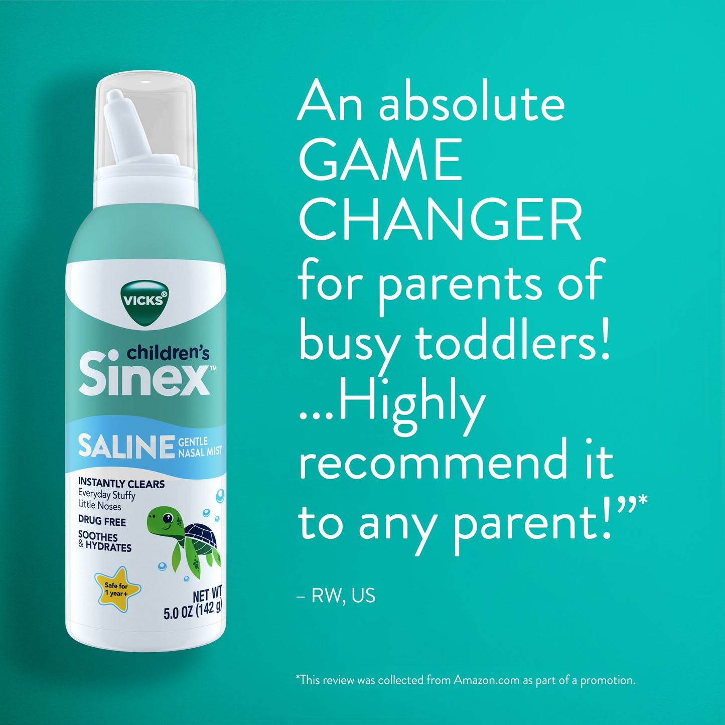 Vicks Sinex, Children's Saline Nasal Spray, Ultra Fine Mist with Hint of Aloe, Fast Everyday Stuffy Nose Relief