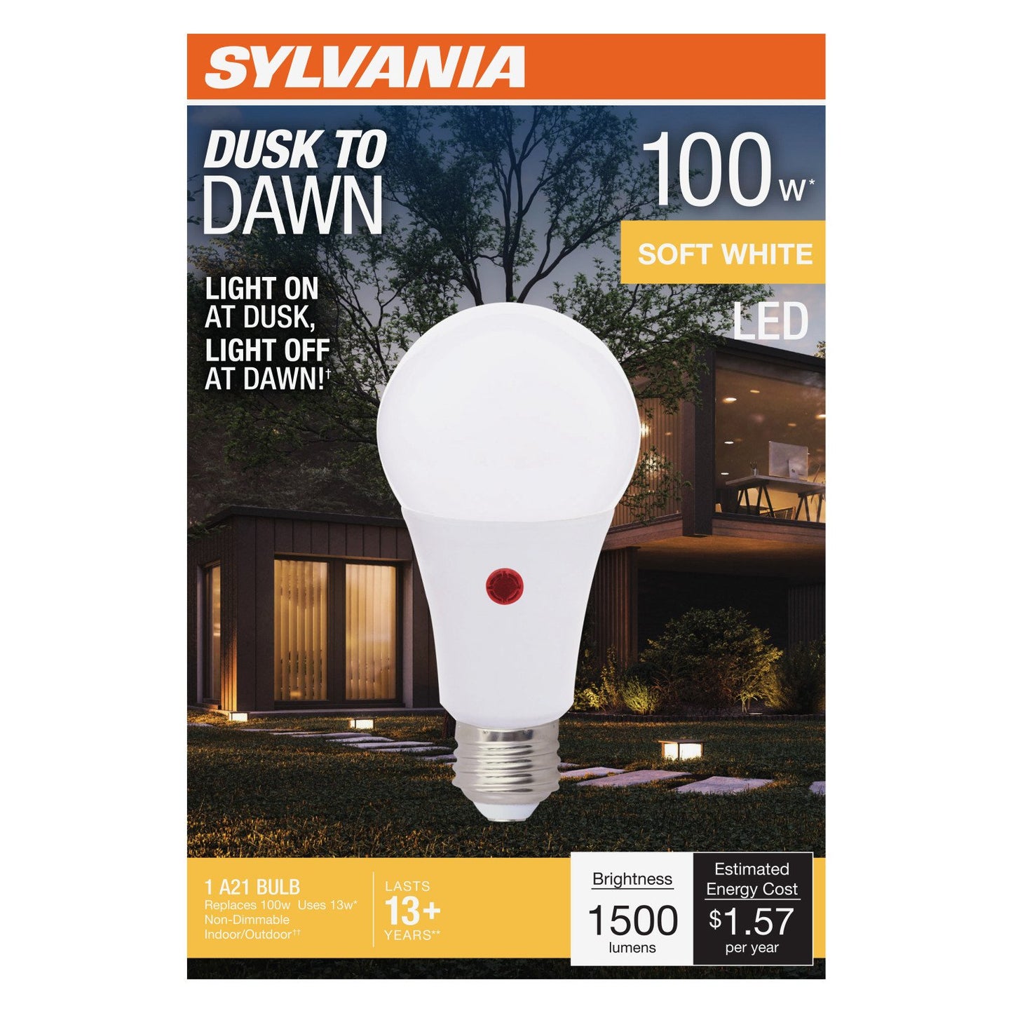 Sylvania Dusk To Dawn A21 100-Watt LED Light Bulb - Soft White