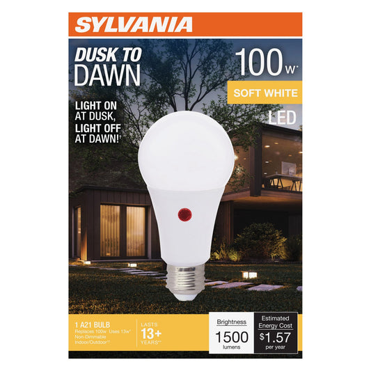 Sylvania Dusk To Dawn A21 100-Watt LED Light Bulb - Soft White