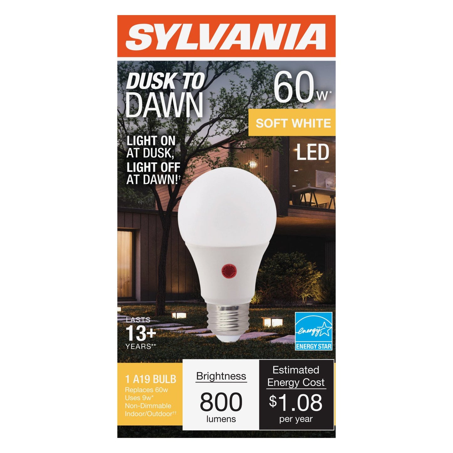 Sylvania Dusk To Dawn A19 60-Watt LED Light Bulb - Soft White