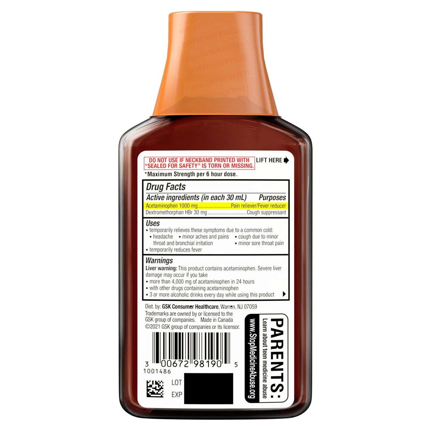 Theraflu Max Strength Daytime Flu Medicine for Flu Symptom Relief with Acetaminophen and Dextromethorphan HBr, Honey and Elderberry Flavored