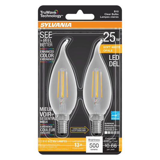Sylvania TruWave B10 25-Watt Clear LED Light Bulbs - Soft White