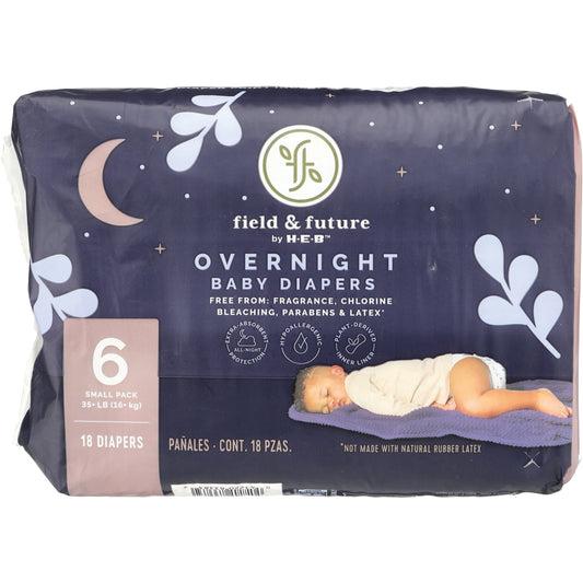 Field & Future by H-E-B Small Pack Baby Overnight Diapers - Size 6