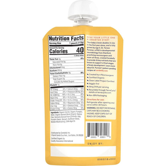 Cerebelly Organic Baby Puree Pouch - Carrot Pumpkin