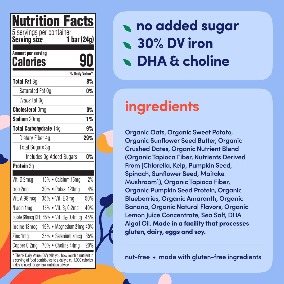Cerebelly Organic Smart Bars - Sweet Potato Blueberry & Banana