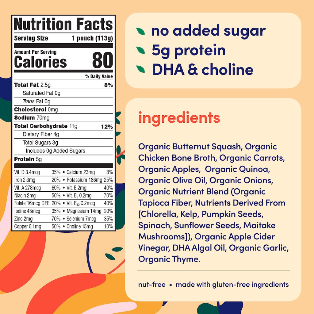Cerebelly Organic Baby Puree Pouch - Butternut Squash & Chicken Broth with Thyme
