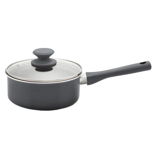 our goods Non-Stick Saucepan with Glass Lid - Pebble Gray