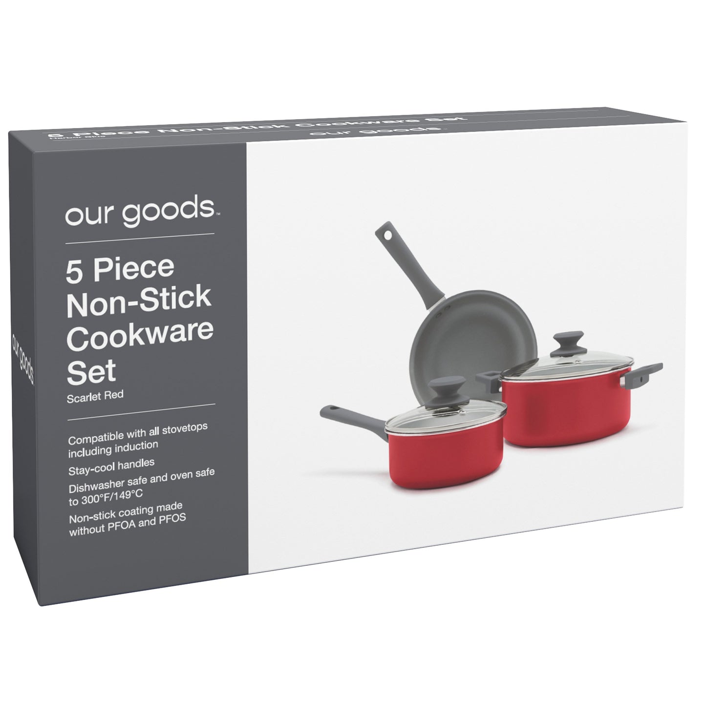 our goods Non-Stick Cookware Set - Scarlet Red