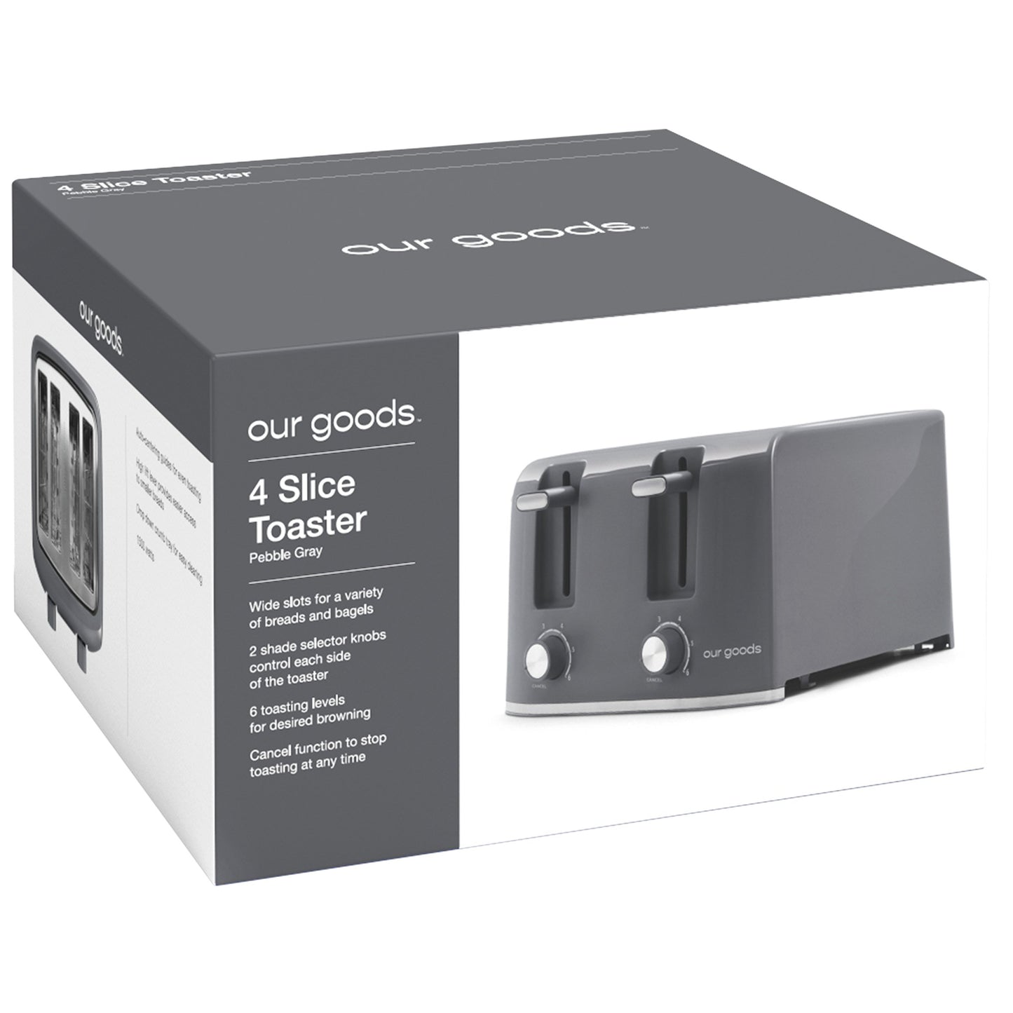 our goods 4 Slice Toaster - Pebble Gray
