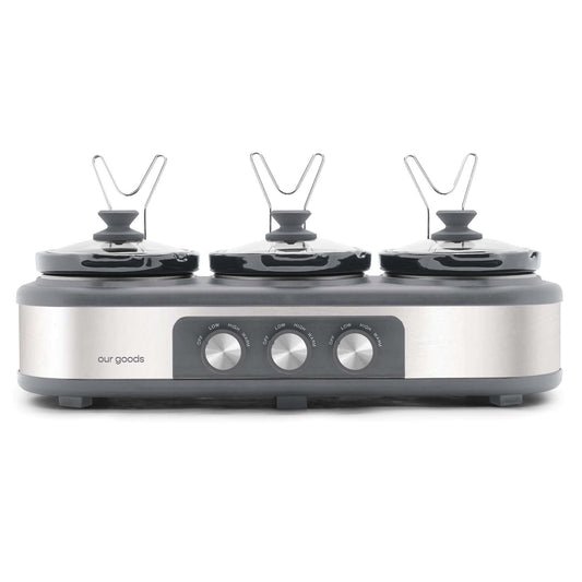 our goods Triple Slow Cooker - Stainless Steel