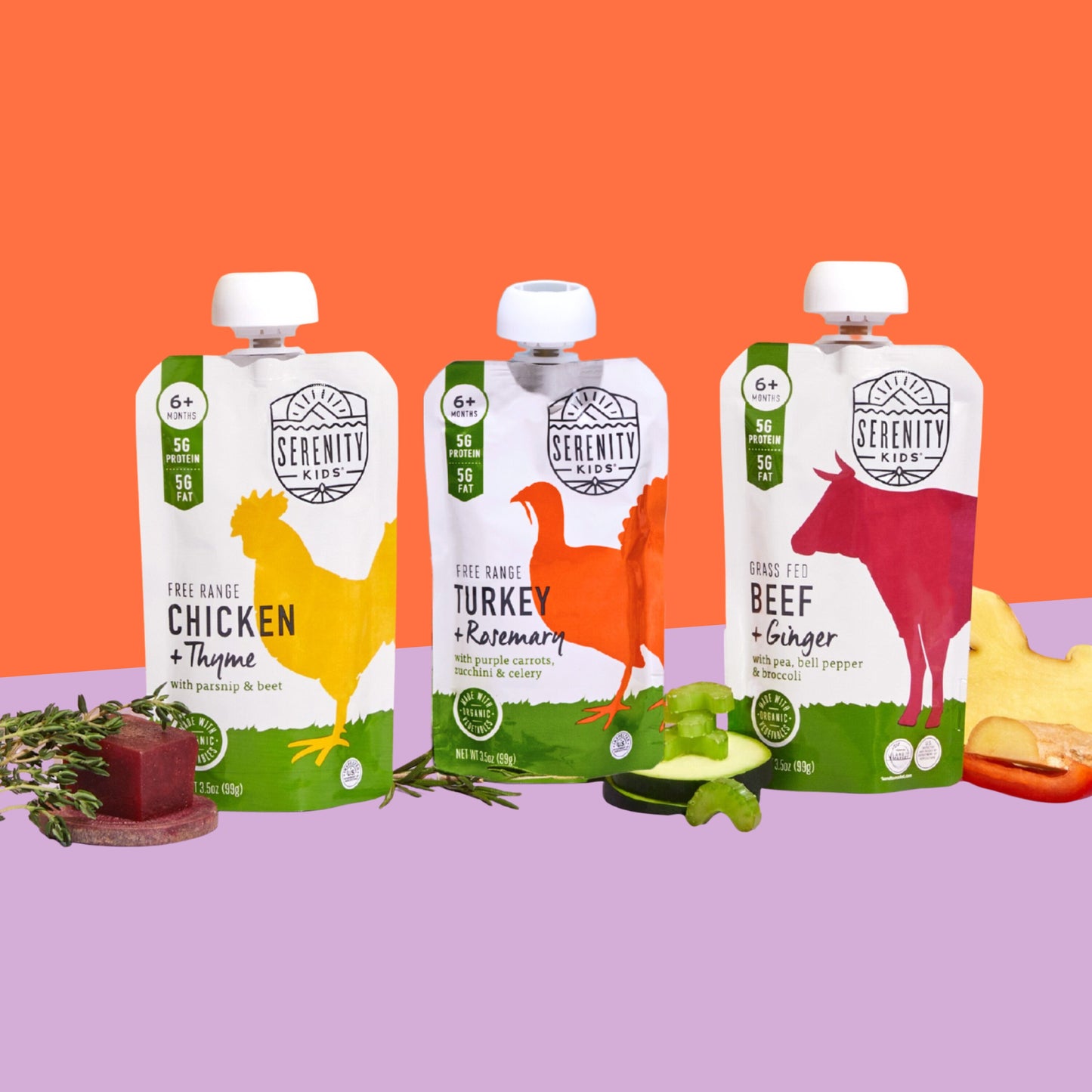 Serenity Kids Baby Food Pouch - Pasture Raised Turkey & Rosemary Puree