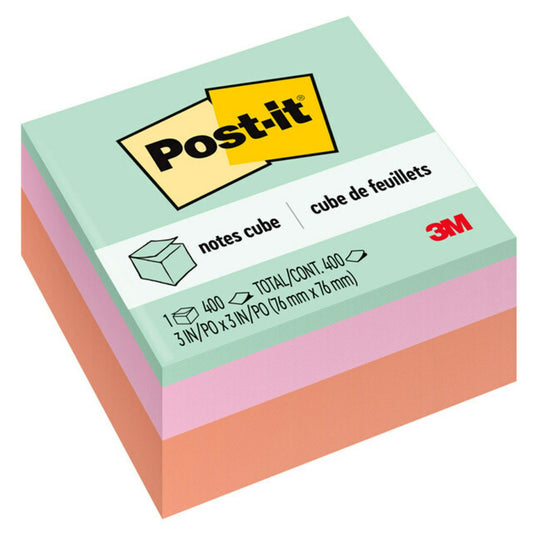 Post-it Super Sticky Notes Cube - Pastel Colors, 400 Ct