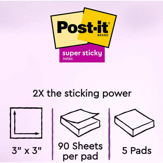 Post-it Super Sticky Notes Cube - Supernova Neon Collection, 450 Ct