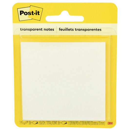 Post-it Transparent Sticky Notes - Clear, 36 Ct