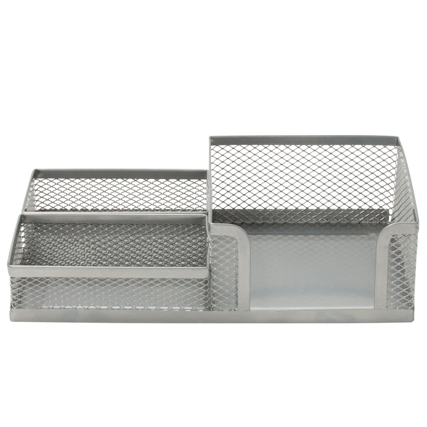 Simplify Multi Compartment Metal Desktop Storage Tray - Silver