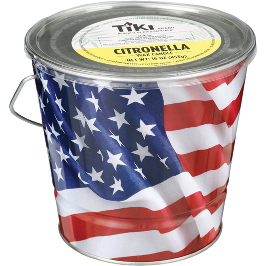 Tiki Citronella Wax Outdoor Candle with Americana Bucket