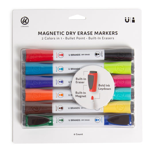 U Brands Double-Ended Magnetic Dry Erase Markers - Assorted Ink