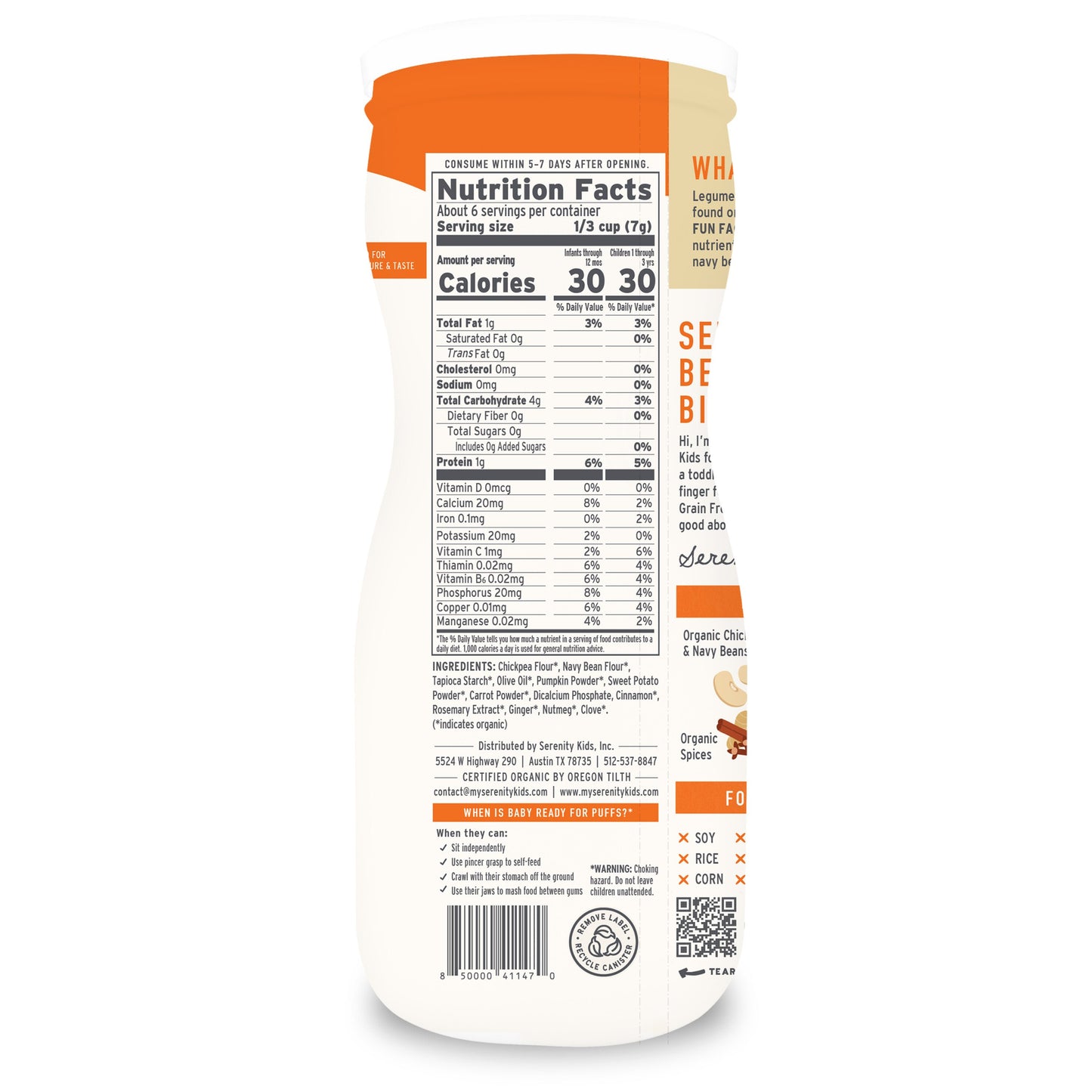 Serenity Kids Grain Free Puffs - Pumpkin & Cinnamon