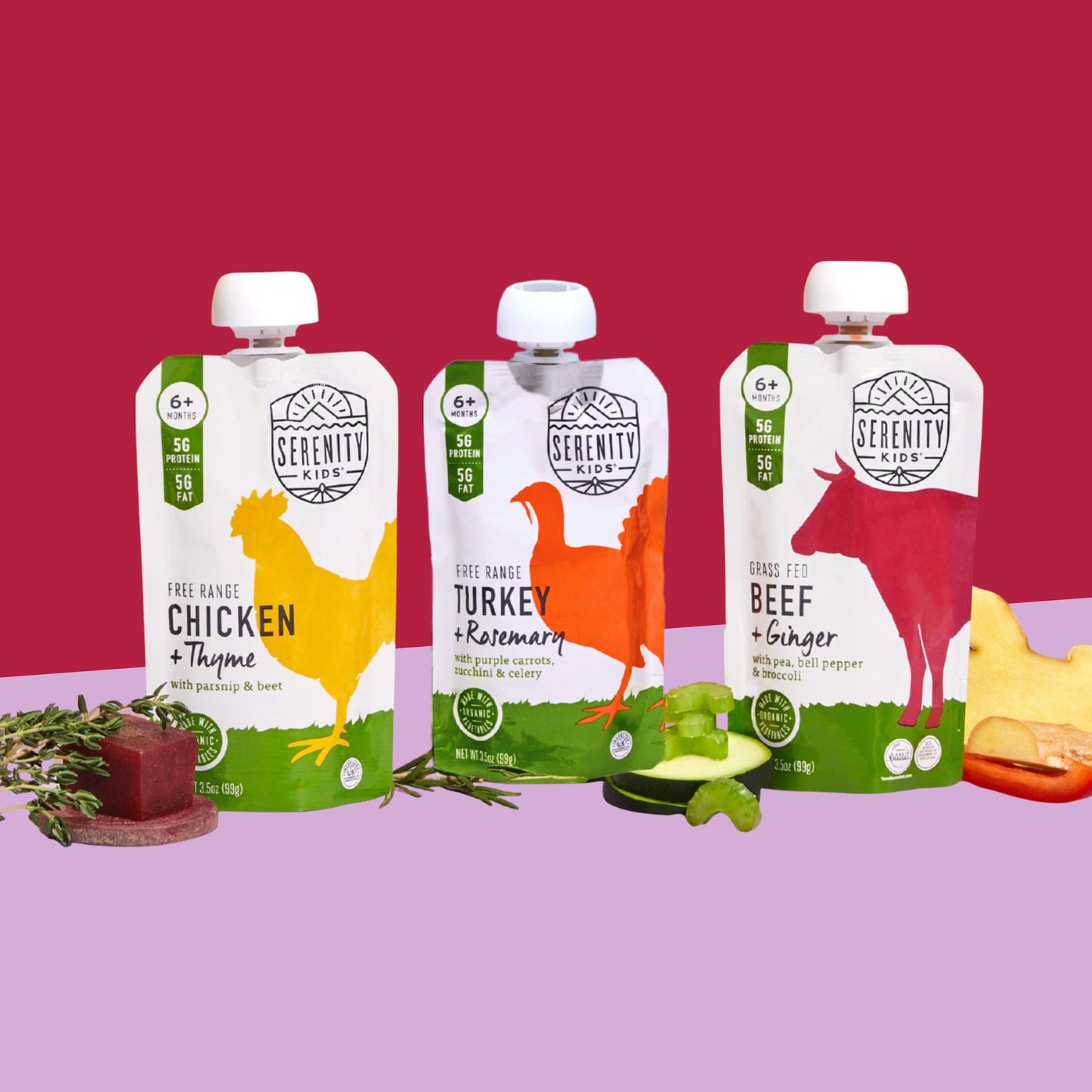 Serenity Kids Baby Food Pouch - Grass Fed Beef And Ginger Puree