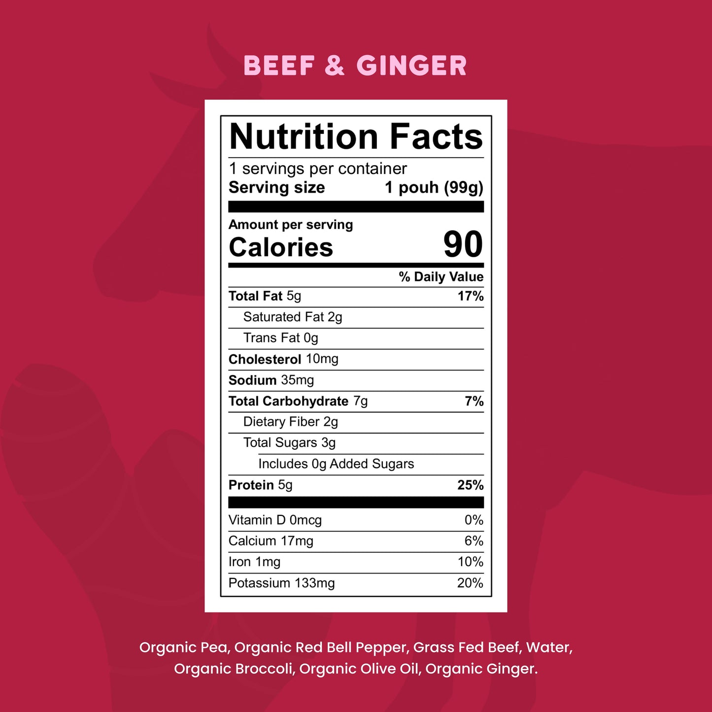 Serenity Kids Baby Food Pouch - Grass Fed Beef And Ginger Puree