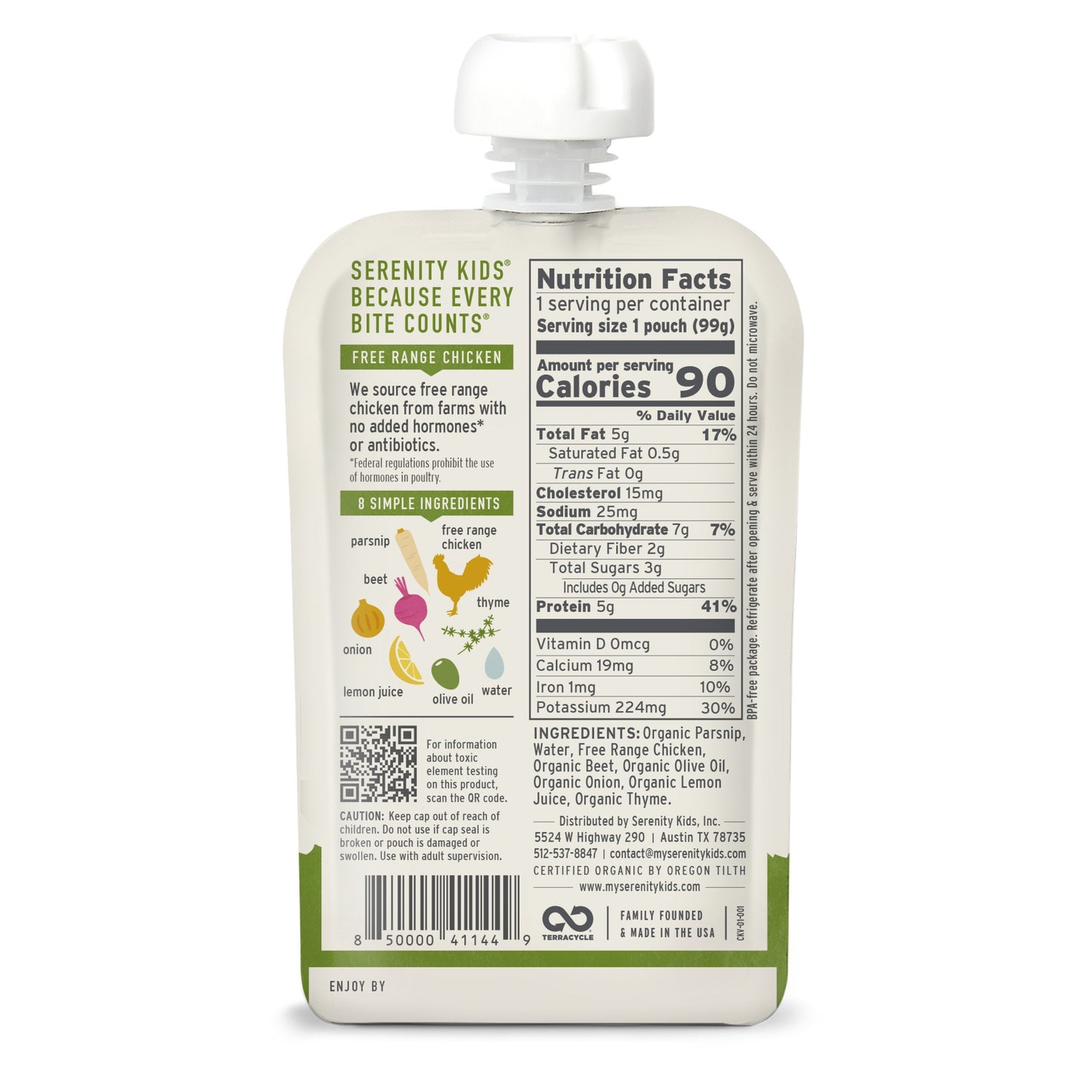 Serenity Kids Baby Food Pouch - Free Range Chicken And Thyme