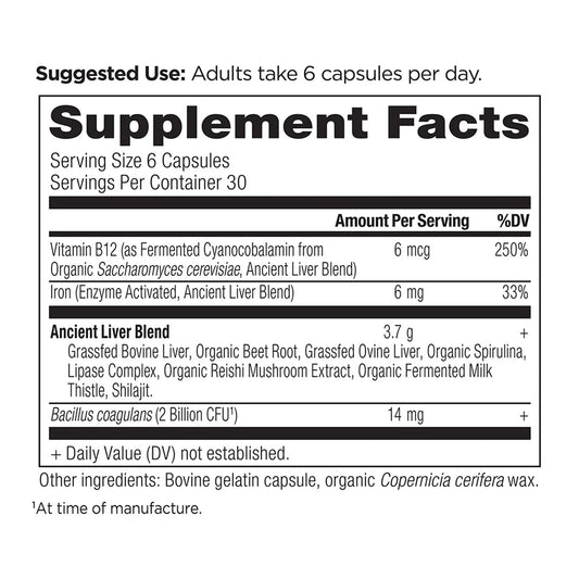 Ancient Nutrition Grass-Fed Liver Supplement Capsules