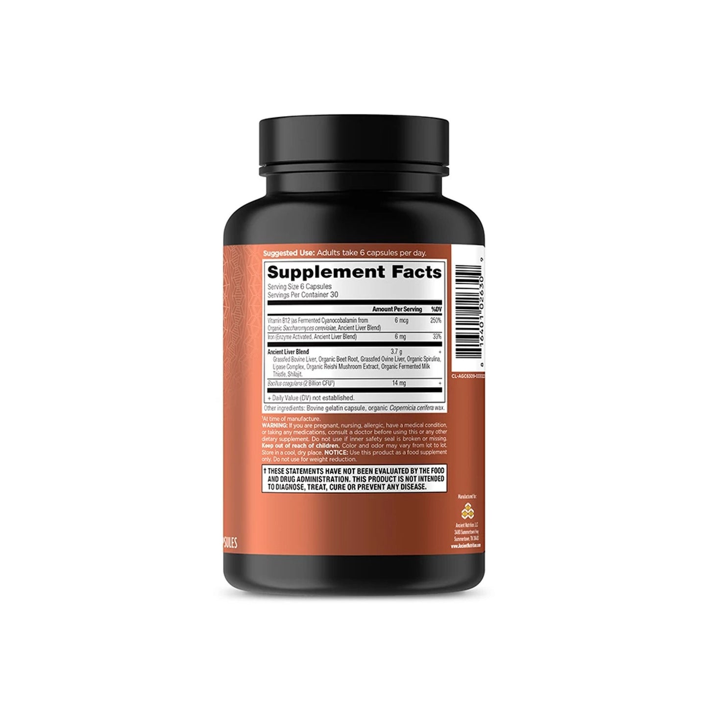 Ancient Nutrition Grass-Fed Liver Supplement Capsules