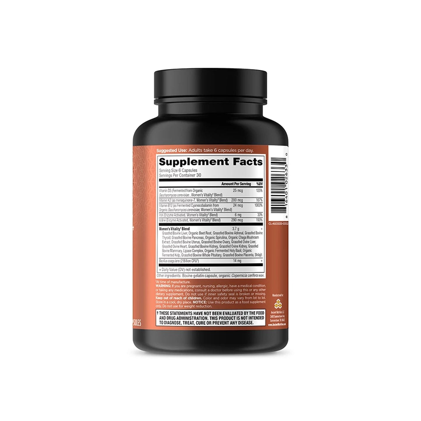 Ancient Nutrition Women's Vitality Capsules