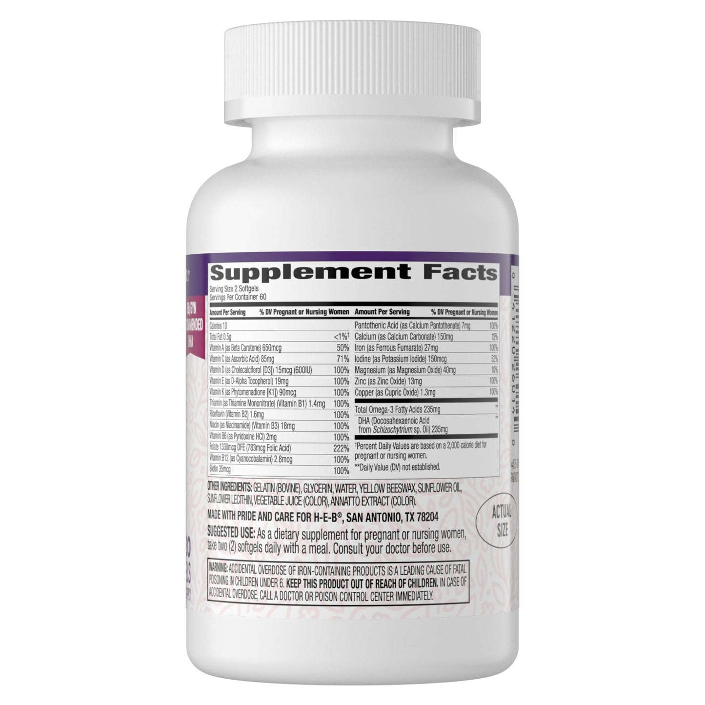 H-E-B Prenatal Complete Multivitamin & DHA Mini Softgels