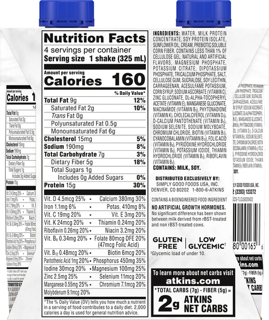 Atkins 15g Protein Shakes 4 pk Bottles - Creamy Cinnamon Swirl