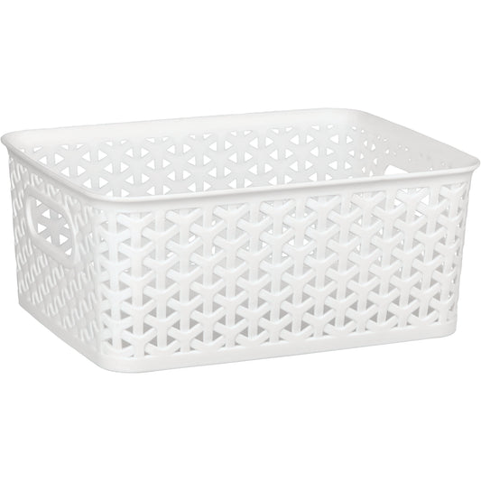 our goods Cross Weave Rectangle Storage Bin, Small - White