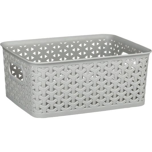 our goods Cross Weave Rectangle Storage Bin, Small - Gray