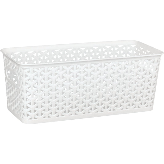 our goods Cross Weave Long Rectangle Storage Bin - White