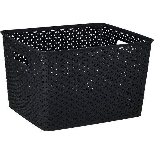 our goods Cross Weave Rectangle Storage Bin - Black