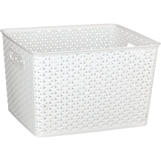 our goods Cross Weave Rectangle Storage Bin - White