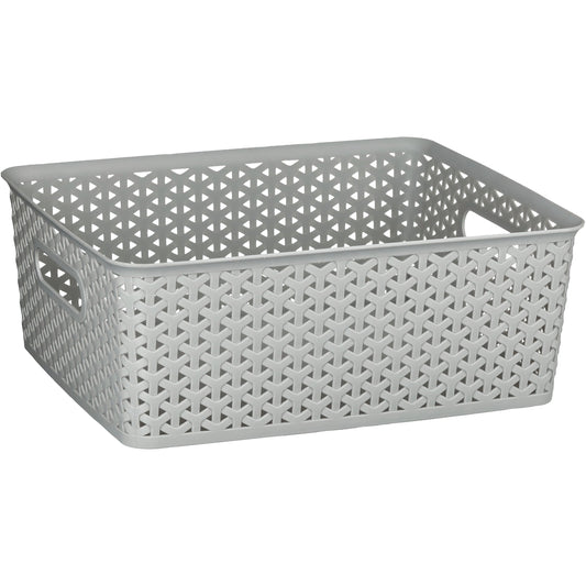 our goods Cross Weave Rectangle Storage Bin - Gray