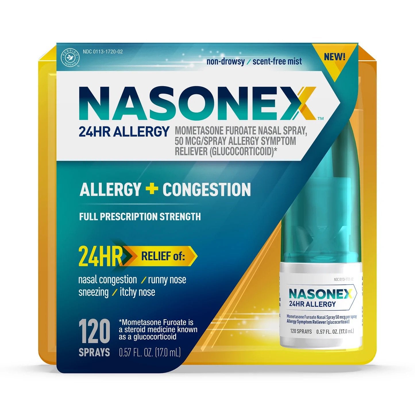 Nasonex Allergy + Congestion 24hr Relief Nasal Spray - 120 Sprays
