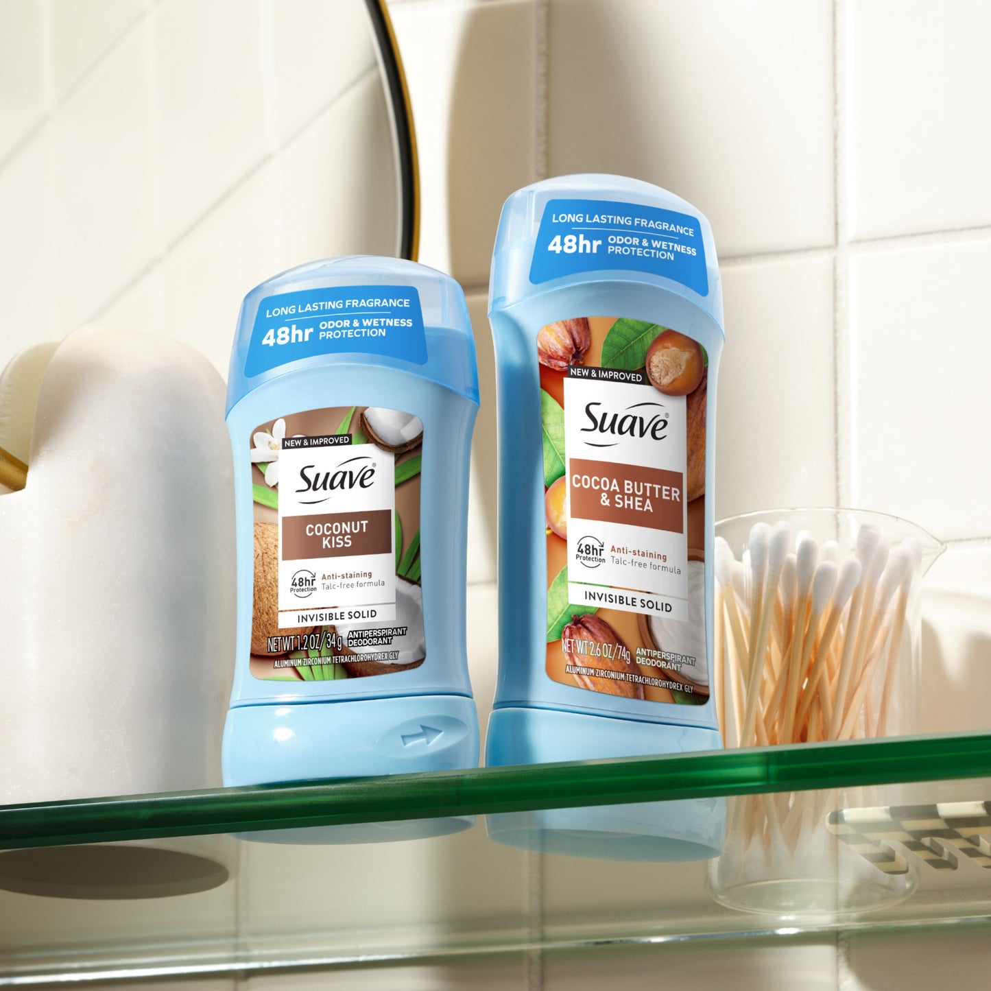 Suave Antiperspirant Deodorant for Women, Invisible Solid 48hr Protection - Cocoa Butter & Shea