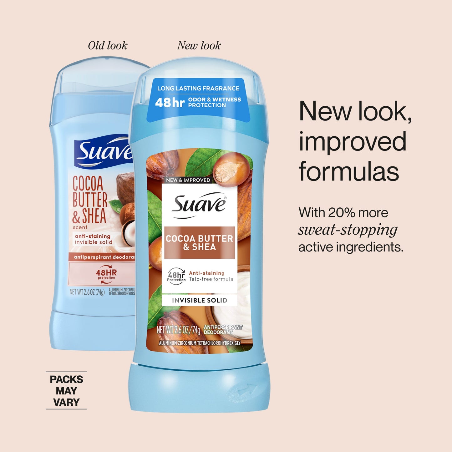 Suave Antiperspirant Deodorant for Women, Invisible Solid 48hr Protection - Cocoa Butter & Shea