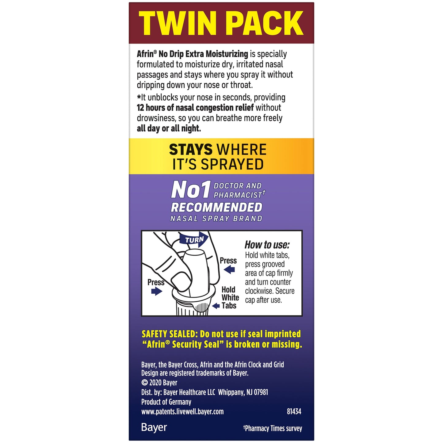 Afrin No Drip Extra Moisturizing Nasal Mist - Twin Pack