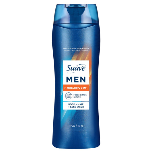 Suave Men 3 in 1 Mens Body Wash, Hair, Face and Body Wash - Citus & Musk