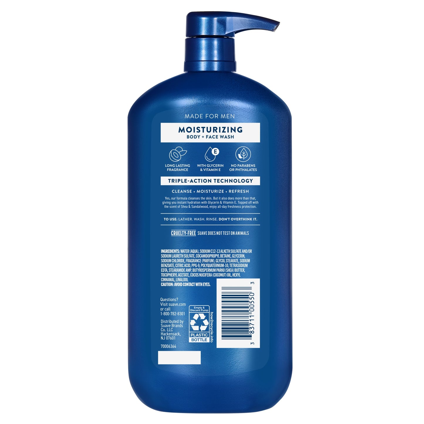 Suave Men Moisturizing 2-in-1 Face & Body Wash - Shea & Sandalwood