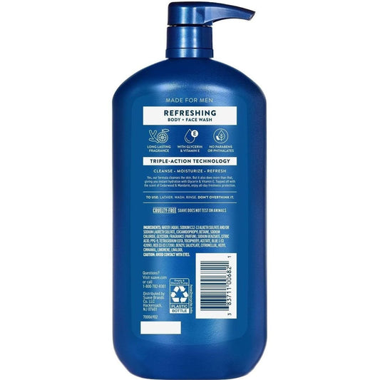 Suave Men Refreshing 2-in-1 Face & Body Wash - Cedarwood & Mandarin