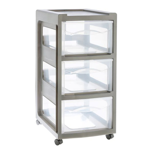 Starplast Medium 3-Drawer Storage Cart - Gray