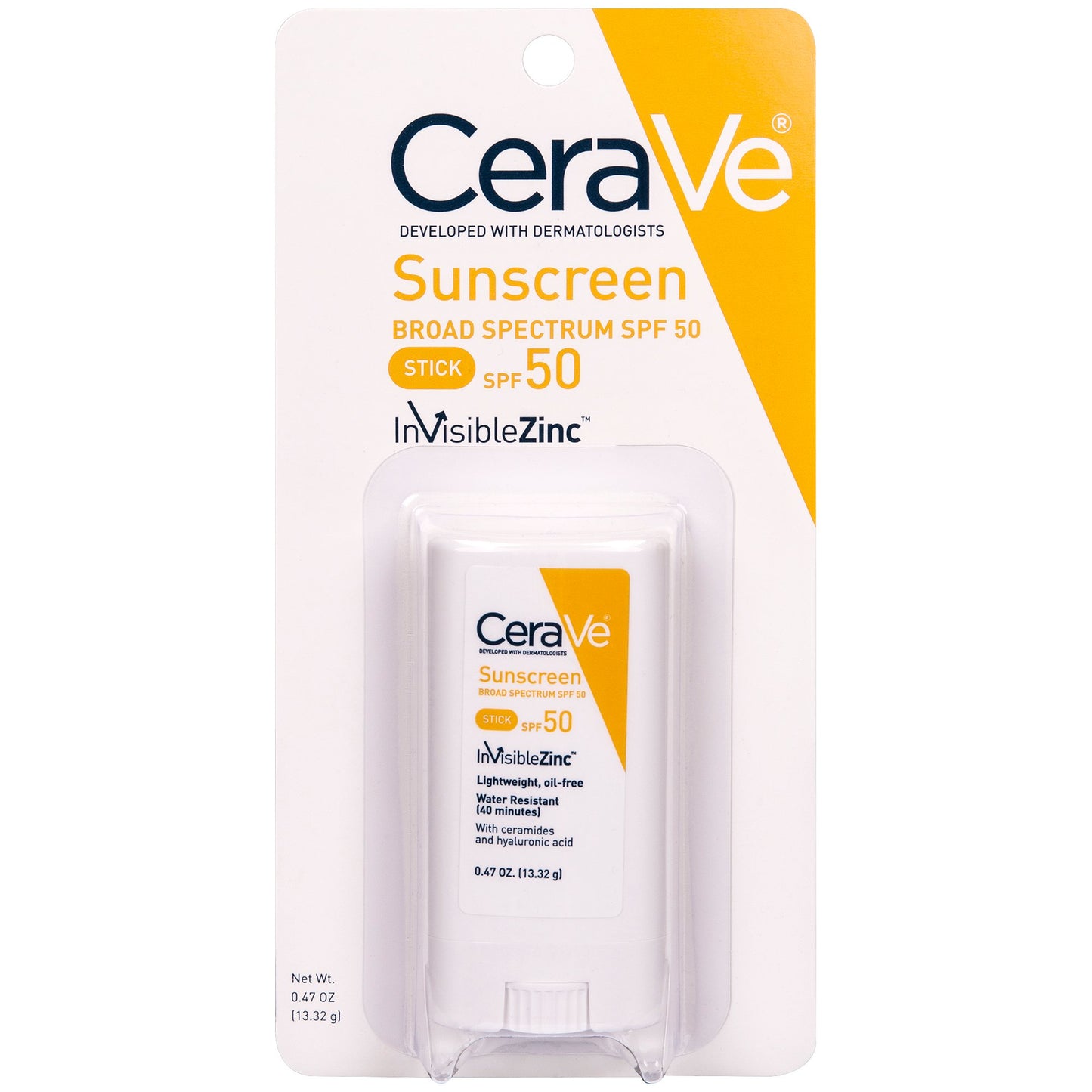 CeraVe InvisibleZinc Sunscreen Stick Broad Spectrum SPF 50