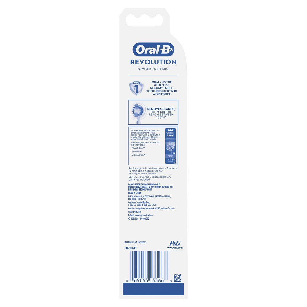 Oral-B Revolution Battery Toothbrush with Brush Head - White