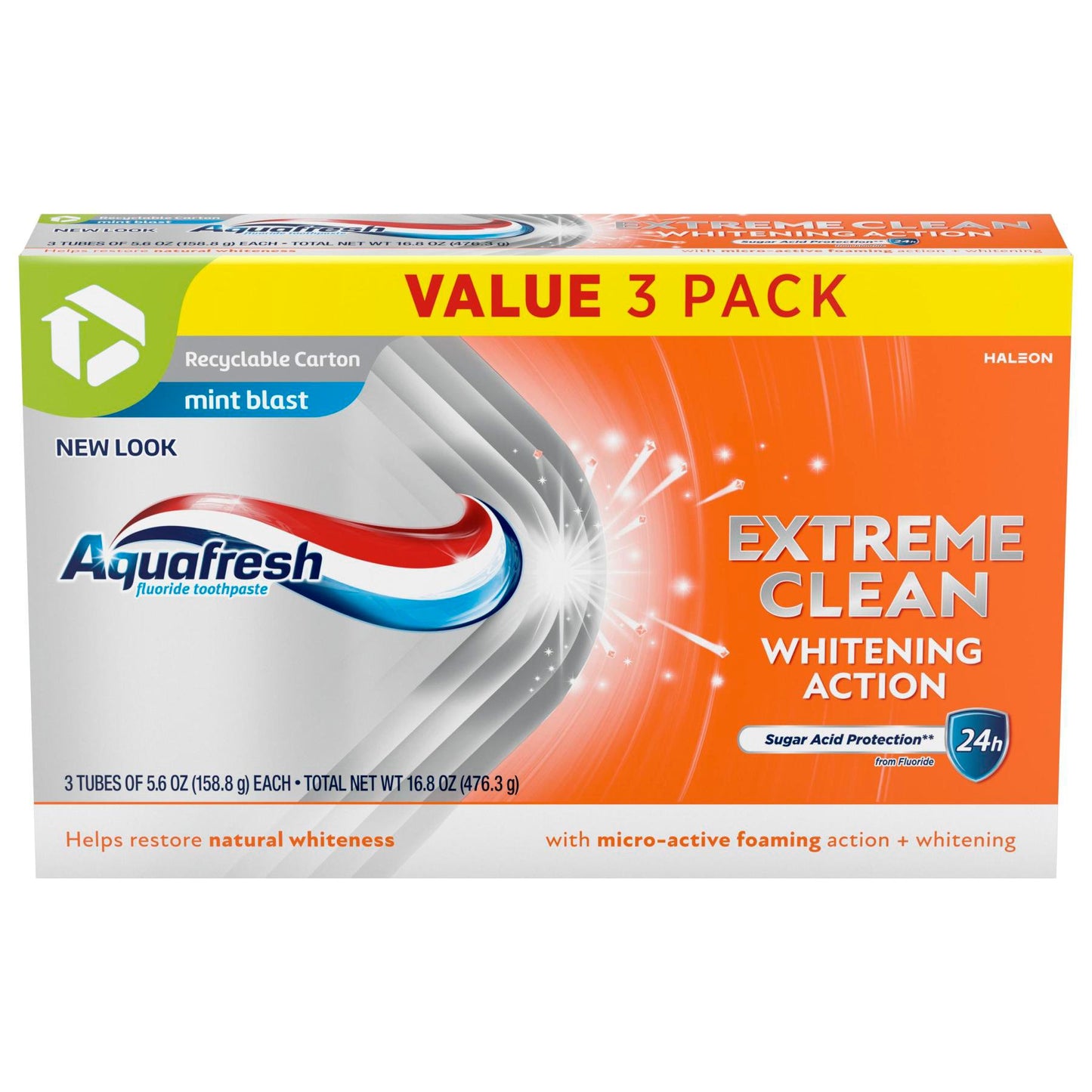 Aquafresh Extreme Clean Whitening Action Fluoride Toothpaste for Cavity Protection