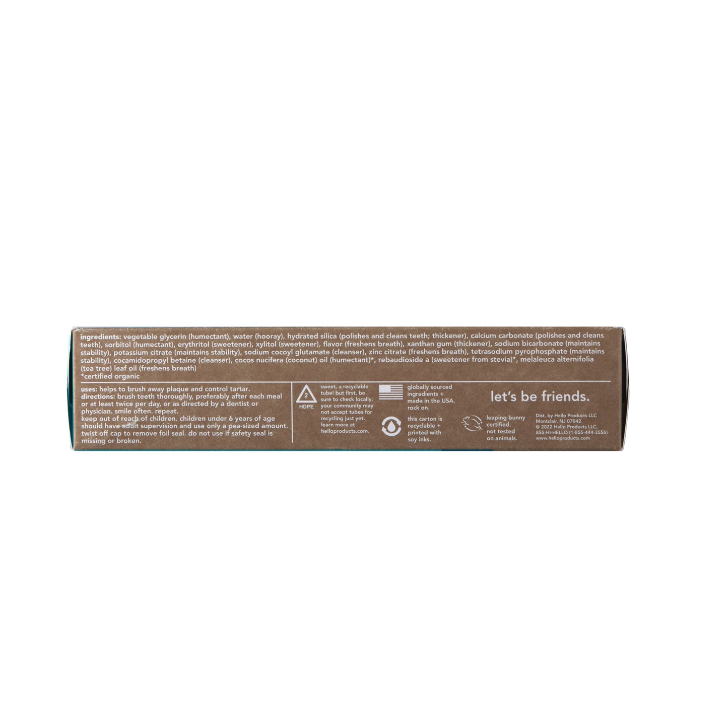 hello Antiplaque + Whitening  Natural Peppermint Fluoride Free Toothpaste, 2 Pk