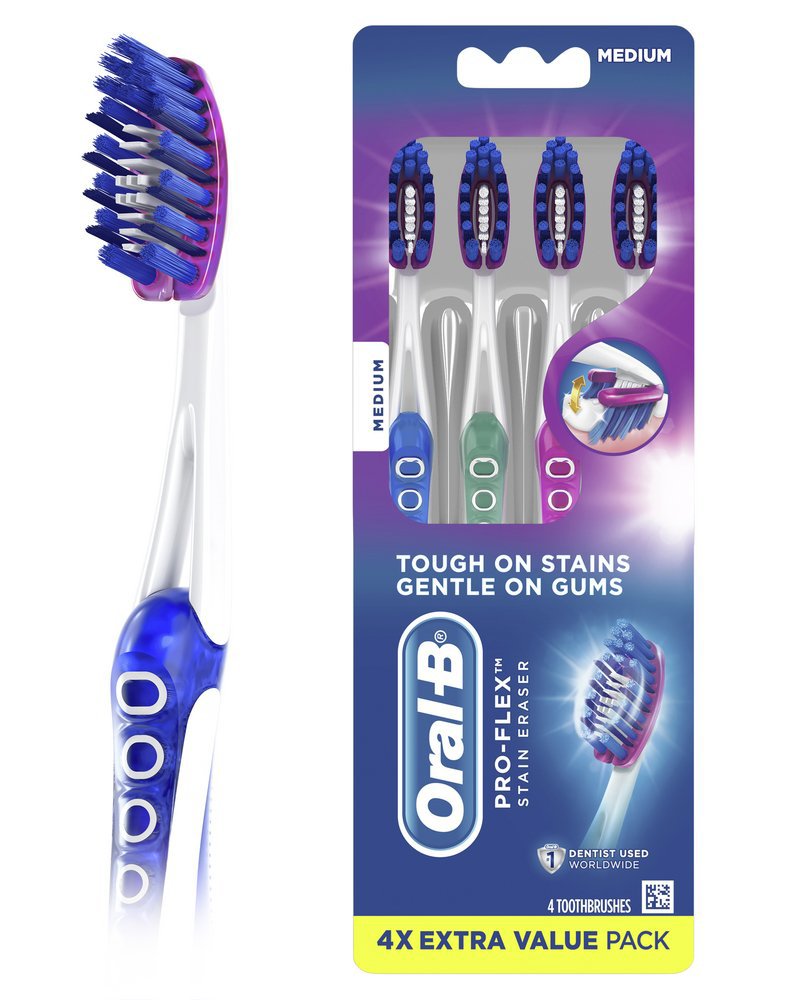 Oral-B 3D White Pro-Flex Stain Eraser Toothbrushes - Medium
